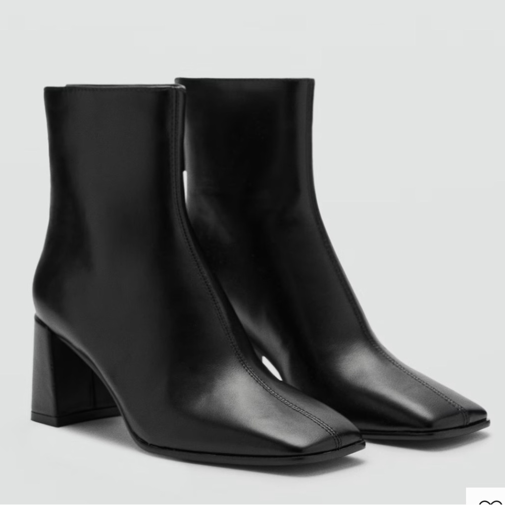 MANGO Block Ankle Boots with Square Toe
